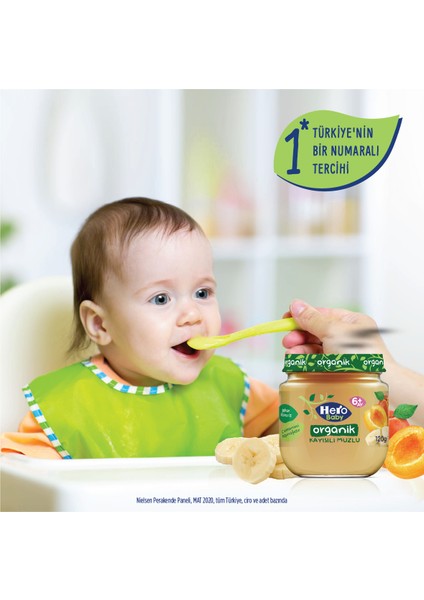 Hero Baby Organik Kayısı Muz Püresi Kavanoz Mama 120g