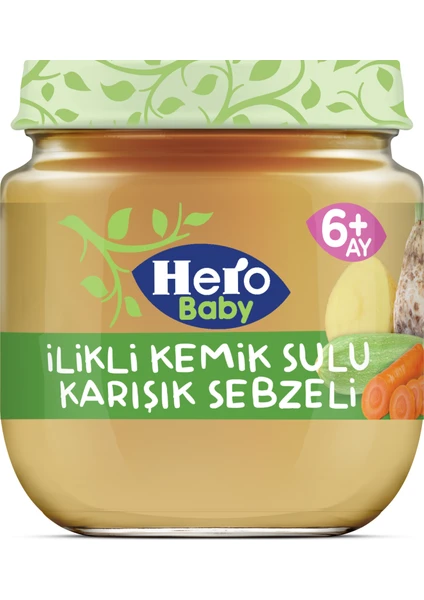 Hero Baby İlikli Kemik Sulu Karışık Sebzeli Kavanoz Mama 120g