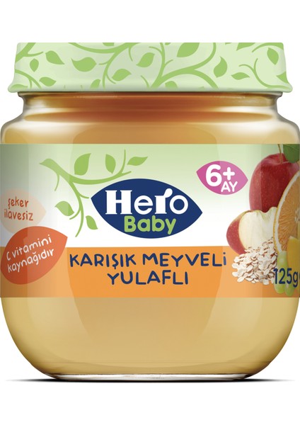 Hero Baby Karışık Meyveli Yulaflı Kavanoz Mama 125g