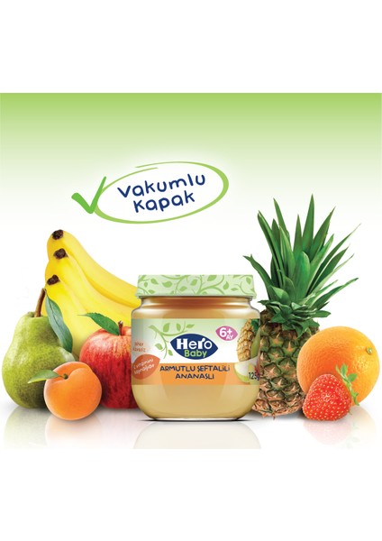 Hero Baby Armut Şeftali ve Ananas Püreli Kavanoz Mama 125g