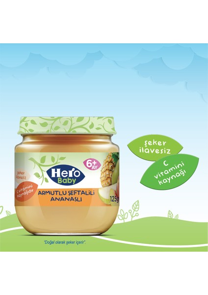 Hero Baby Armut Şeftali ve Ananas Püreli Kavanoz Mama 125g