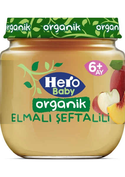 Hero Baby Organik Elma Şeftali Püresi Kavanoz Mama 120g