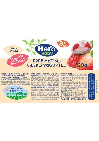 Hero Baby Prebiyotikli Çilekli Yoğurtlu Kavanoz Mama 120g