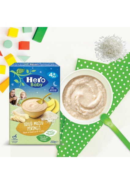 Hero Baby Sütlü Pirinçli Muzlu Kaşık Mama 200g