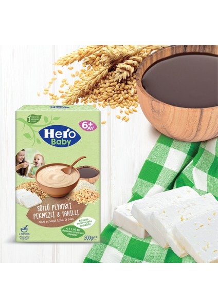 Hero Baby Sütlü 8 Tahıllı Peynirli Pekmezli Kaşık Mama 200g