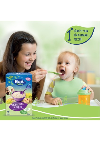 Hero Baby Sütlü 8 Tahıllı Rezeneli Kaşık Mama 200g