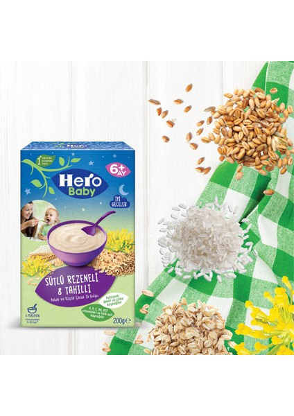 Hero Baby Sütlü 8 Tahıllı Rezeneli Kaşık Mama 200g