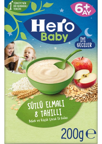 Hero Baby Sütlü 8 Tahıllı Elmalı Kaşık Mama 200g