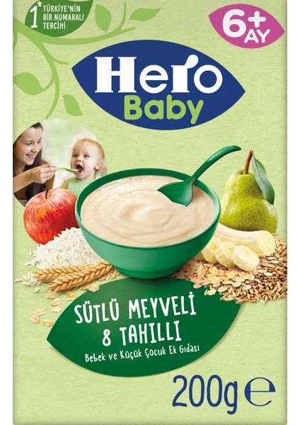 Hero Baby Sütlü 8 Tahıllı Meyveli Kaşık Mama 200g