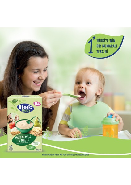 Hero Baby Sütlü 8 Tahıllı Meyveli Kaşık Mama 200g