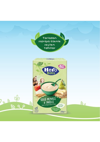 Hero Baby Sütlü 8 Tahıllı Meyveli Kaşık Mama 200g