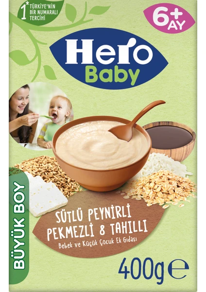 Hero Baby Sütlü 8 Tahıllı Peynirli Pekmezli Kaşık Mama 400g