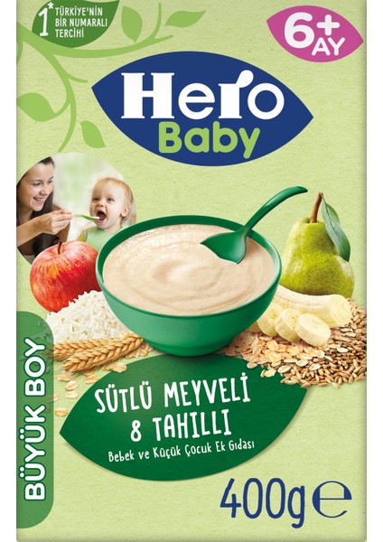 Hero Baby Sütlü 8 Tahıllı Meyveli Kaşık Mama 400g