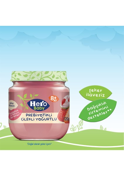 Hero Baby Prebiyotikli Çilekli Yoğurtlu 120 gr x 6 adet