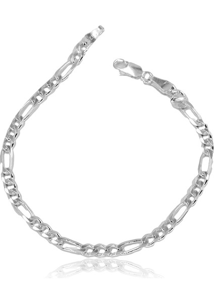 Figaro Zincir Gümüş Erkek Bileklik