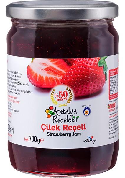 Çilek Reçeli %50 Meyve Klasik Seri 700 Gr