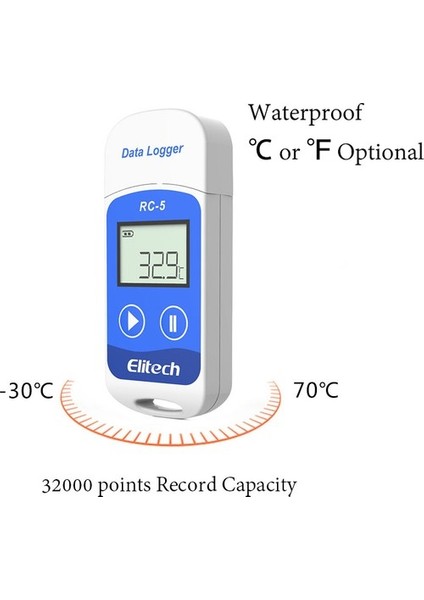 TEKNO İSTANBUL Mini Sıcaklık Kayıt Cihazı Datalogger Rc-5