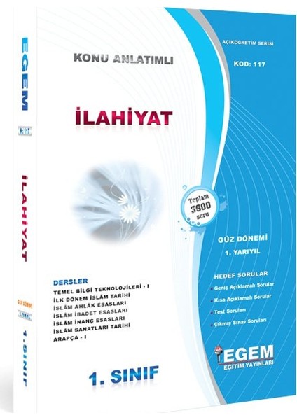 Egem Eğitim Yayınları AÖF İlahiyat Konu Anlatımlı Soru Bankası Güz Dönemi (1. Yarıyıl)