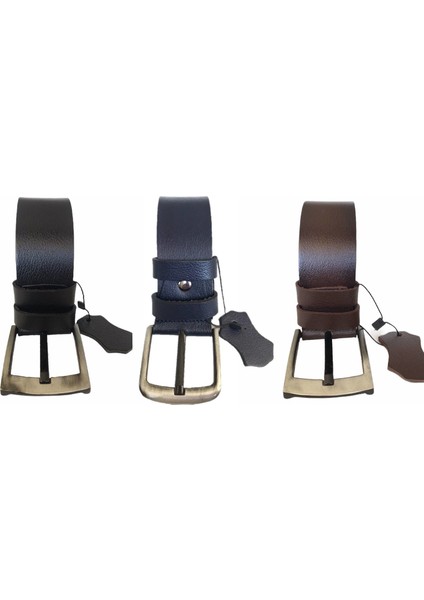 Lüks Deri 3'lü Kot Spor Kemer Set 4.5 cm
