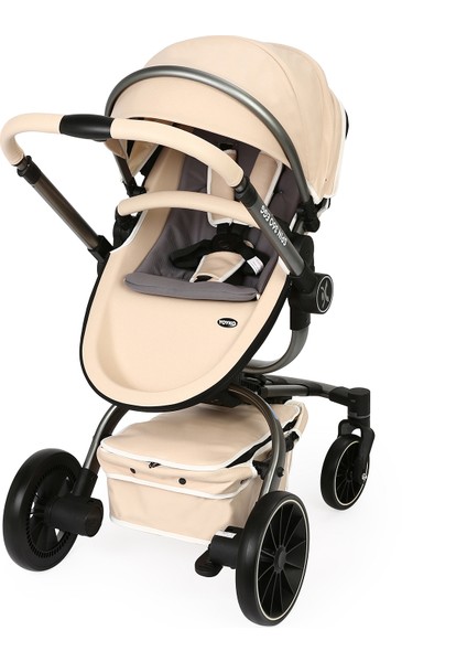 Spin 360 Derece Dönebilen Bebek Arabası Latte Gri Kasa
