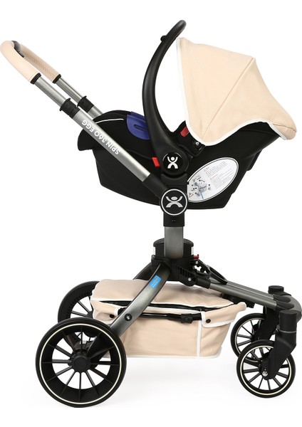 Spin 360 Derece Dönebilen Bebek Arabası Latte Gri Kasa