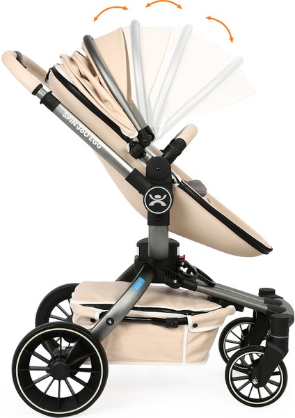 Spin 360 Derece Dönebilen Bebek Arabası Latte Gri Kasa