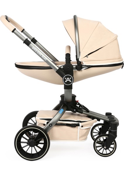Spin 360 Derece Dönebilen Bebek Arabası Latte Gri Kasa