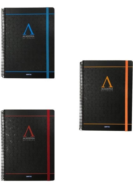 Academıa Spiralli Defter A4 120 Yaprak Kareli 3'lü