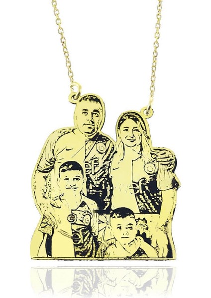 Gümüş Resimli Aile Kadın Kolye
