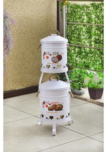 Metal 2'li Patates Soğan Kova Seti