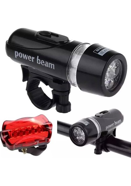 Power Beam LED Bisiklet Lambası Feneri Ön Far Arka Stop Işık Aydınlatma Seti