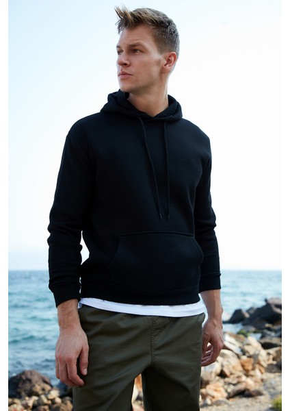Kanguru Cepli Şardonlu Extra Slim Fit Kışlık Sweat Erkek SWEAT 5827002