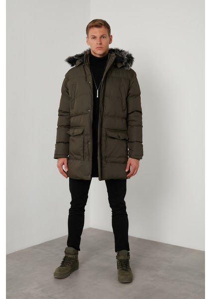 Yakası Suni Kürklü Çıkarılabilir Kapüşonlu Slim Fit Uzun Erkek Mont 5761050 fiyatları