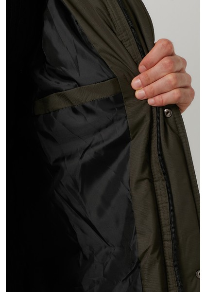 Yakası Suni Kürklü Çıkarılabilir Kapüşonlu Slim Fit Uzun Erkek Mont 5761050 indirimleri