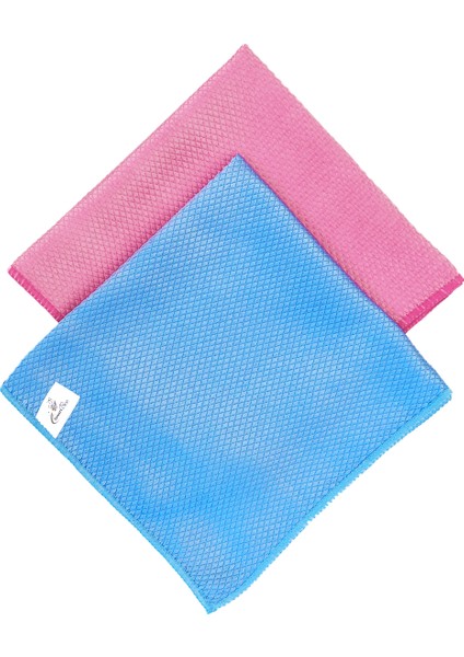 2'li Mikrofiber Cam Silme Bezi 40x40 235GR/M2 - Pembe/mavi