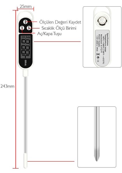 TP-300 Dijital Gıda Mutfak Termometresi