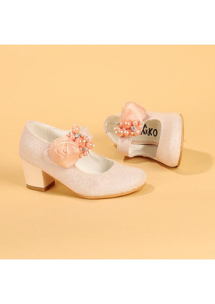 Kiko 751 Simli Günlük Kız Çocuk 4 cm Topuk Babet Ayakkabı