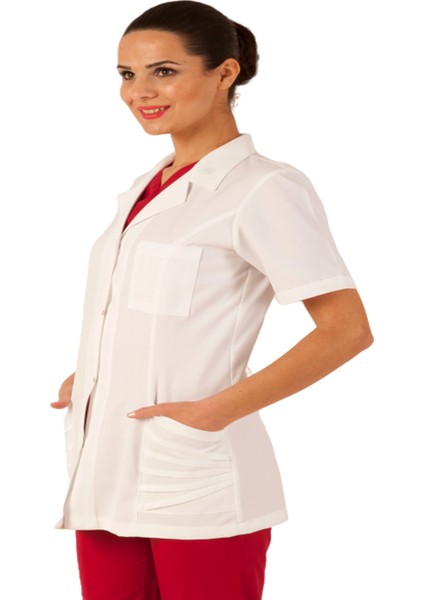 Doktor Hemşire Beyaz Kısa Kollu Önlük - Kadın