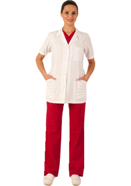 Doktor Hemşire Beyaz Kısa Kollu Önlük - Kadın modelleri