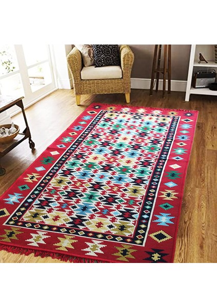 Çift Taraflı Kilim - Otantik Yıldızlı Desen Kilim Yolluk