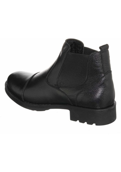 Costo Shoes F2002 Siyah Deri Lastikli Erkek Bot Çizme