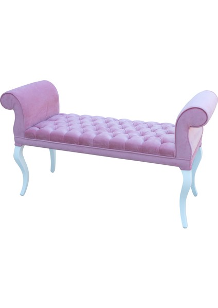 Genç Odası Kapitoneli Sofia Bench Puf (beyaz-pembe (3010))