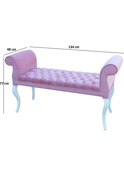 Genç Odası Kapitoneli Sofia Bench Puf (beyaz-pembe (3010))