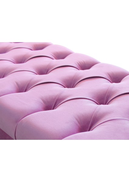 Genç Odası Kapitoneli Sofia Bench Puf (beyaz-pembe (3010))