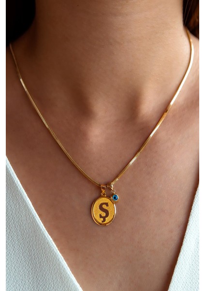 Nazar Boncuklu Altın Ş Harf Kolye