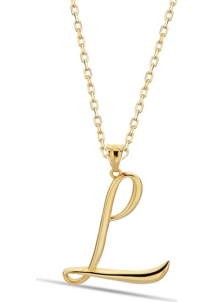 L Harfi 14 Ayar Altın Kolye