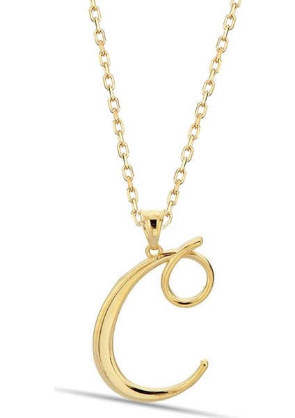 C Harfi 14 Ayar Altın Kolye