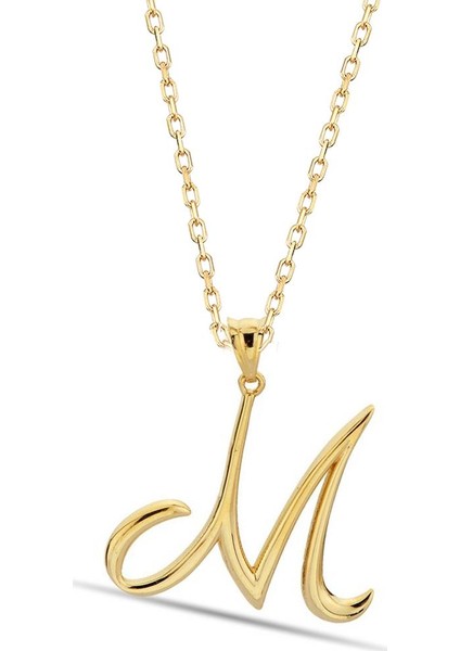 M Harfi 14 Ayar Altın Kolye