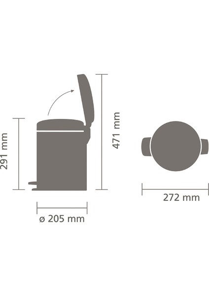 Çöp Kutusu 5 Lt Newicon Pedallı Şampanya Rengi