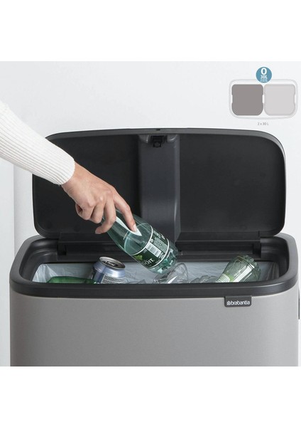 Çöp Kutusu 30 + 30 Lt Bo Touch Dokunmatik Kapak Mat Çelik fiyatları